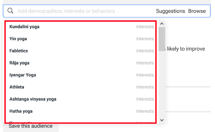 Detailed targeting yoga suggestion examples.